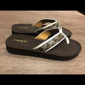 Coach brown flip flops
